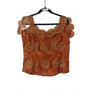 Vintage Handmade Orange Spiral Party Top